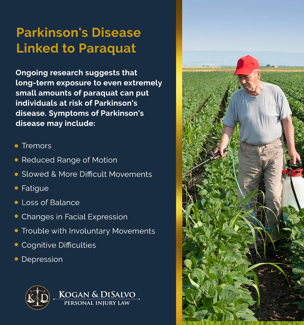 Symptoms of Parkinson's Disease from Paraquat | Kogan and DiSalvo