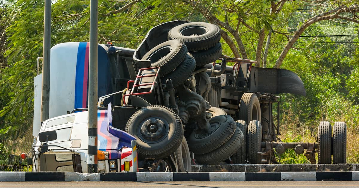 truck accident by side of the road