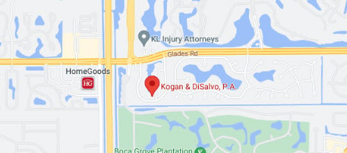 An image of Google maps showing Kogan & DiSalvo's Boca Raton location