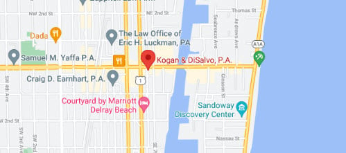 Google maps showing Kogan & DiSalvo's Delray Beach location