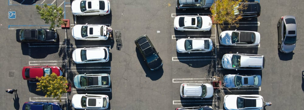 Aerial view of cars in a parking lot