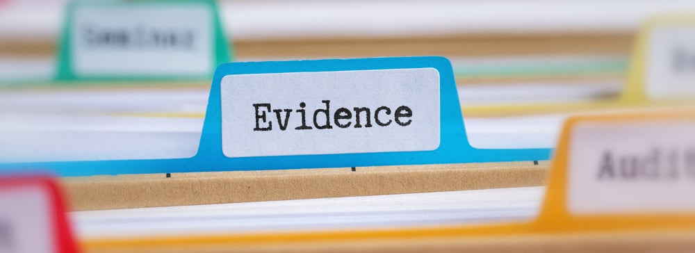 A file folder tab labeled "Evidence"