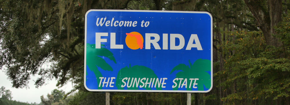 Welcome to Florida highway sign along Route 319