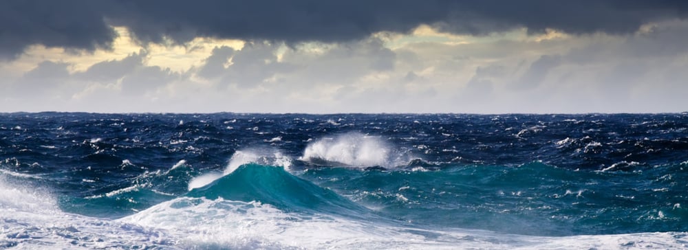 High sea waves during a storm on the ocean