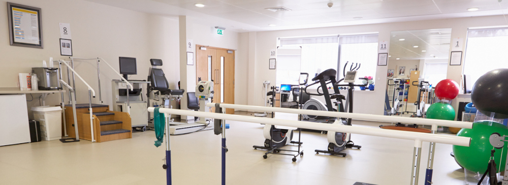 Equipment in a physical therapy center in a hospital