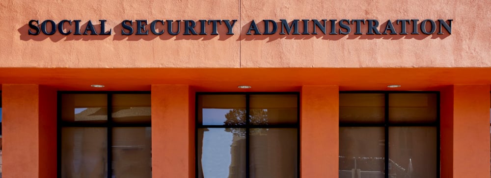 Social Security Administration Sign on Front of a Building