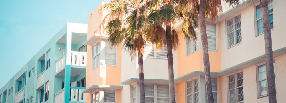 The exterior of two apartment buildings in Florida