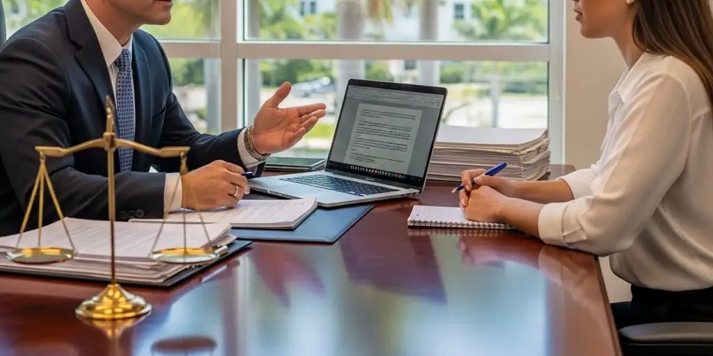 A compassionate personal injury lawyer from Kogan & DiSalvo meeting with an injured client