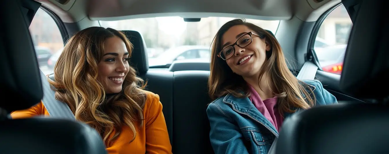 mujeres en el asiento trasero de un Uber