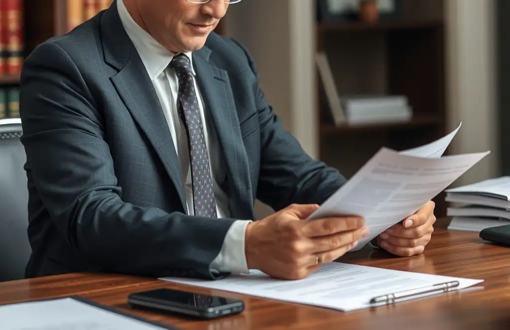 Lawyer analyzing and marking personal injury case files